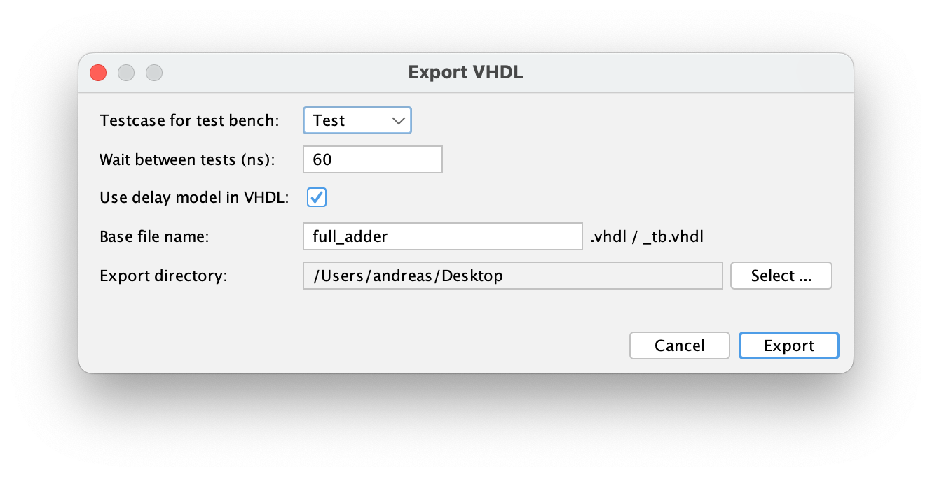 VHDL Export